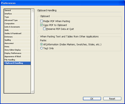 Indesign Clipboard Handling