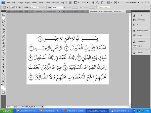 Tulisan Arab di Photoshop